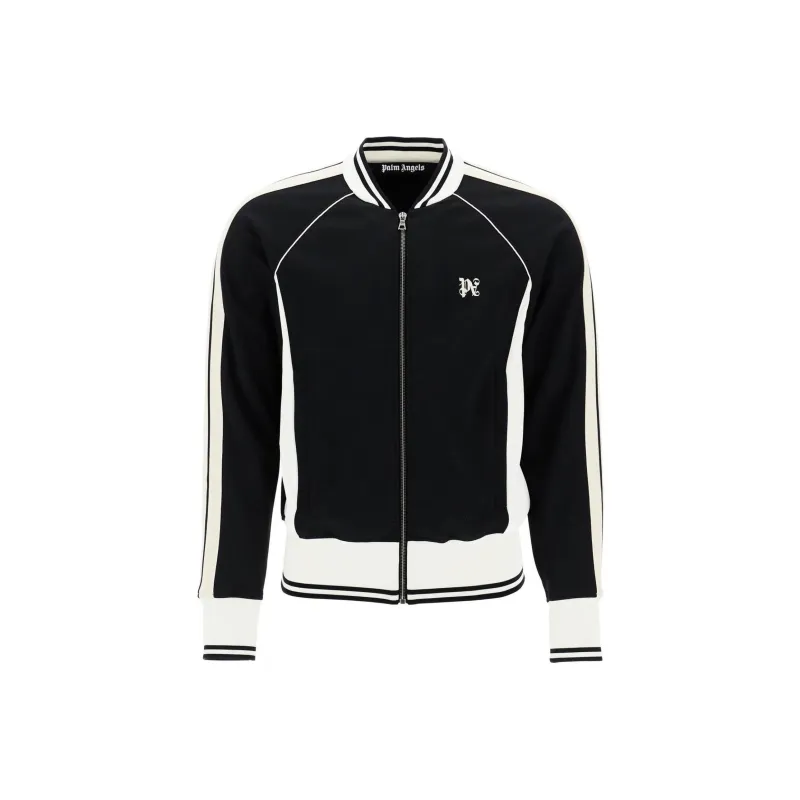 PALM ANGELS Pa Monogram Embroidered Zip Up Sweatshirt-0