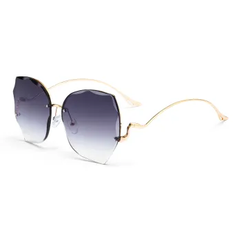 Wood Premium Alloy Irregular Shape Sunglasses Women's