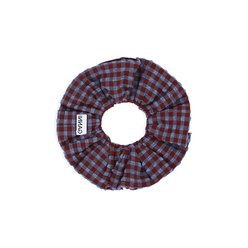 GANNI Checked Seersucker Scrunchie-1