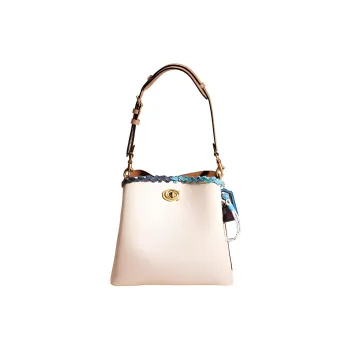 COACH Willow Polished Pebbled Leather Bucket Bag Handbag Shoulder Bag Women's White