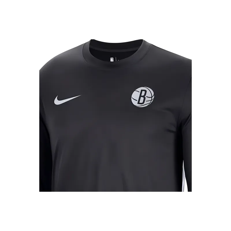 Nike x NBA Brooklyn Nets 2023/24 Authentic Pregame Long Sleeve Shooting Shirt T Shirt Men's Black-2