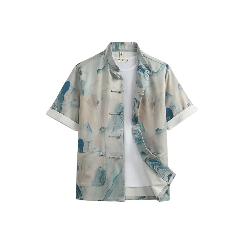 XUANSHENG Shirt Men's Landscape-0