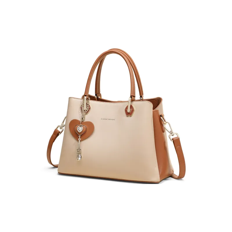 COMELY Cow Leather Crossbody Bag, Commute Tote, Women's Bag Regular Women's Milk Tea-1