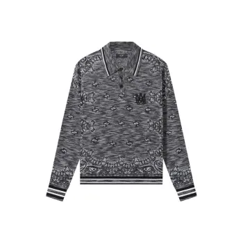 AMIRI Space Dye Bandana Long Sleeve Polo