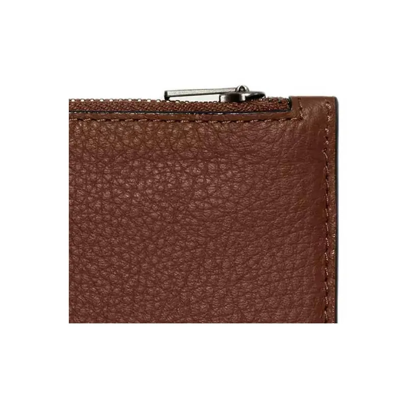 COACH Refined Pebbled Leather Card Holder Mini Men's Brown-3