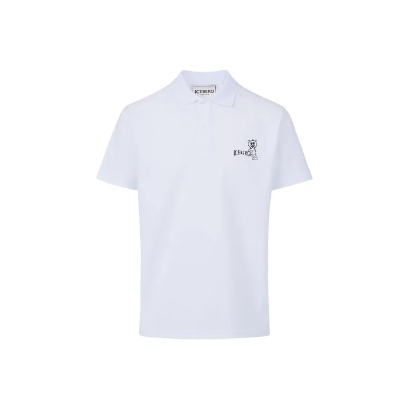 Iceberg Logo Printed Short Sleeved Polo Shirt-0