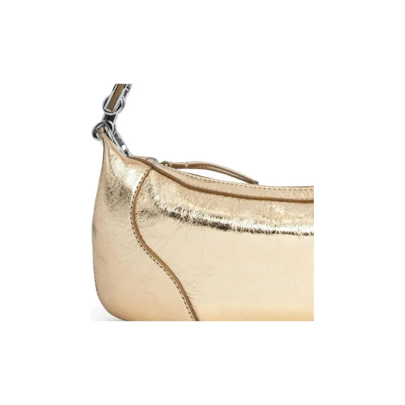 By Far Amira Lambskin Handbag Shoulder Bag Unisex Gold-4