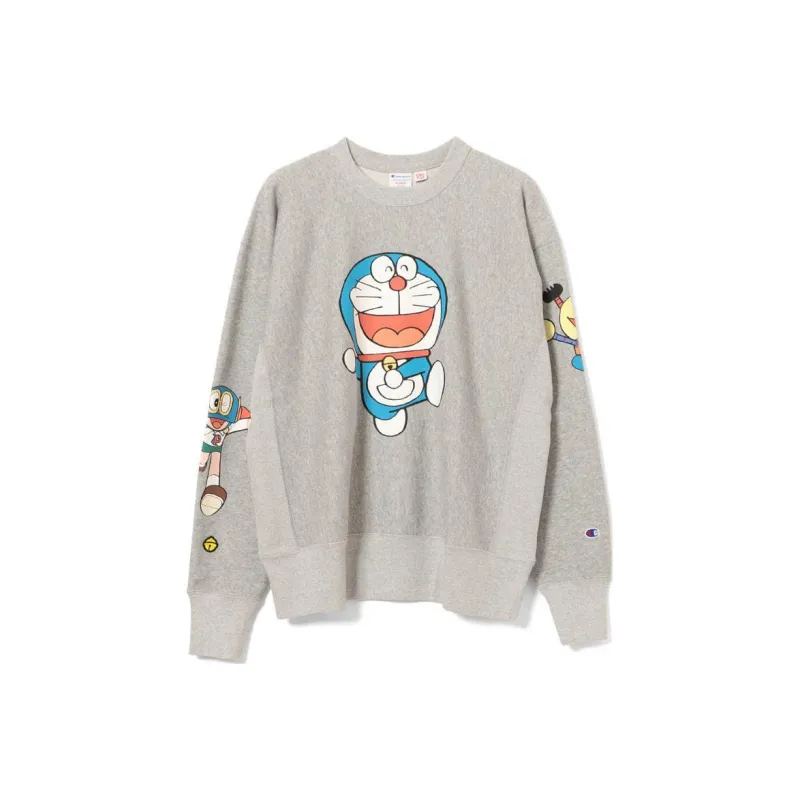 Beams X Doraemon X Champion Sweatshirts Unisex Gray-0