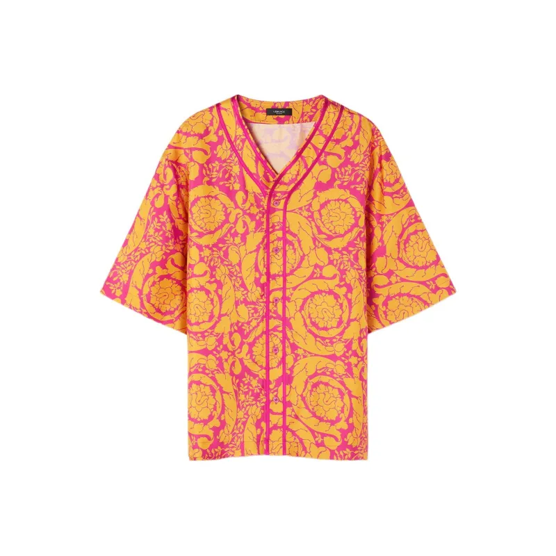 VERSACE Shirts Men Yellow Pink-0