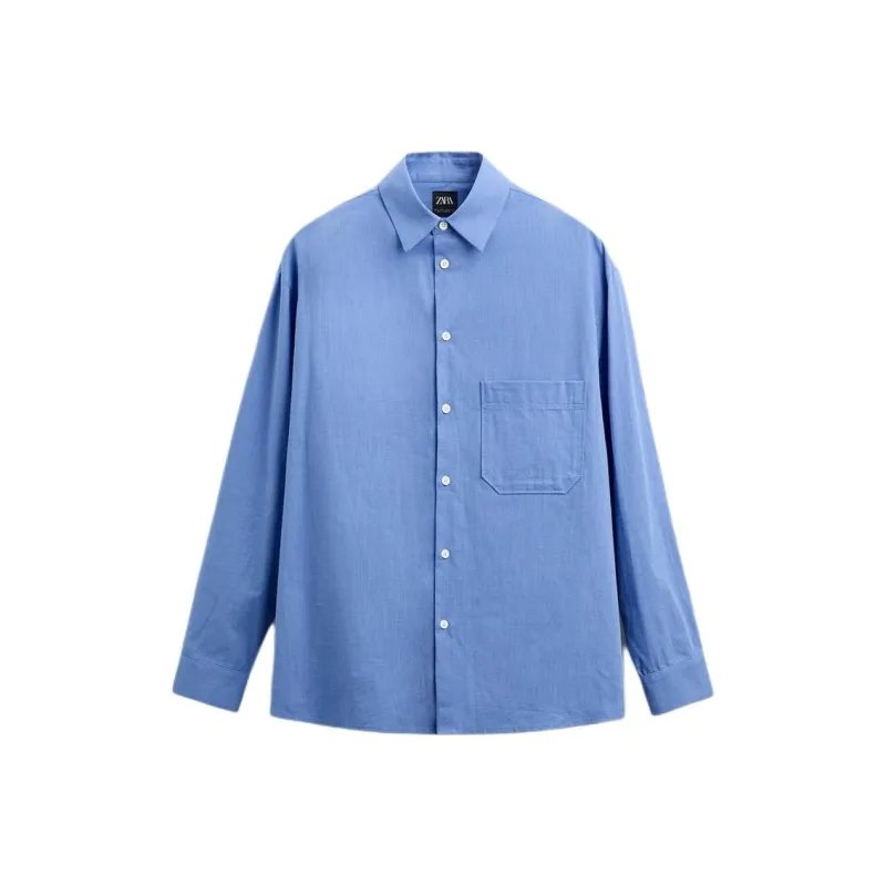 ZARA Shirts Men Dark Blue-0
