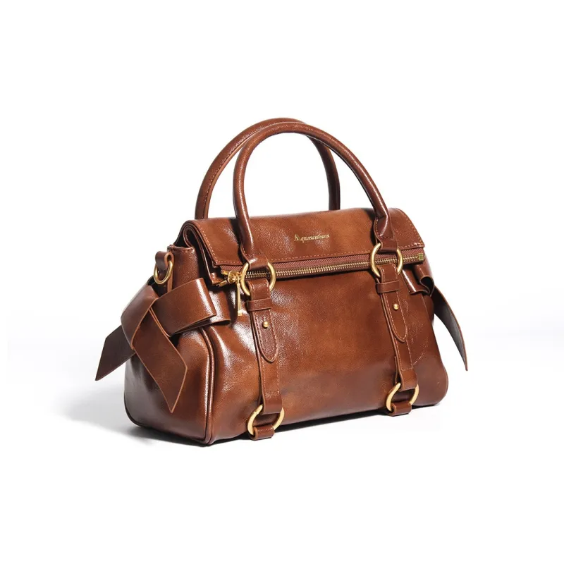 AQUASCUTUM Polyurethane Leather One Shoulder Handbag Women's Caramel-7