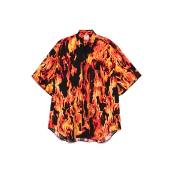 Vetements Flame Print Short Sleeve Shirt