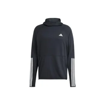 Adidas OWN THE RUN 3 STRIPES HOODIE Sweatshirt Men's Black