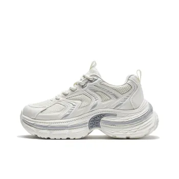 Warrior Anti Slip And Wear Resistant Height Increasing Low Top Chunky Sneakers Women's White Gray