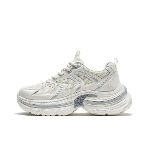 Warrior Anti Slip And Wear Resistant Height Increasing Low Top Chunky Sneakers Women's White Gray