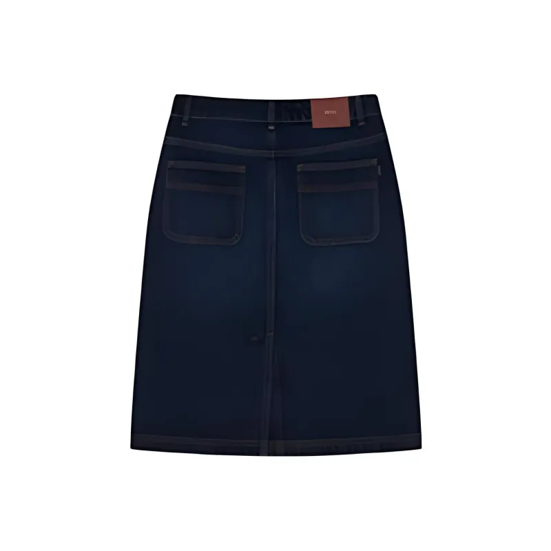 HAZZYS Denim Long Skirts Women's Navy Blue-1