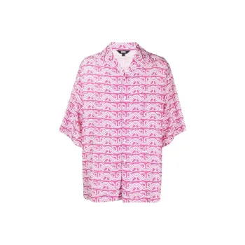 GCDS Waved Logo Printed Buttoned Shirt
