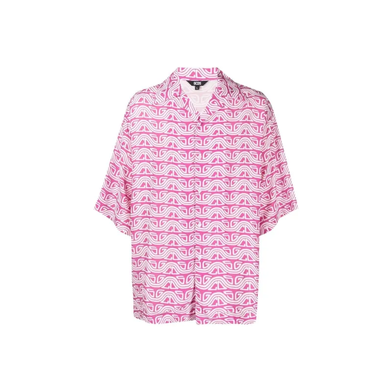 GCDS Waved Logo Printed Buttoned Shirt-0