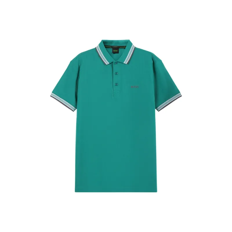 HUGO BOSS Short Sleeved Polo Shirt Men's Turquoise-0