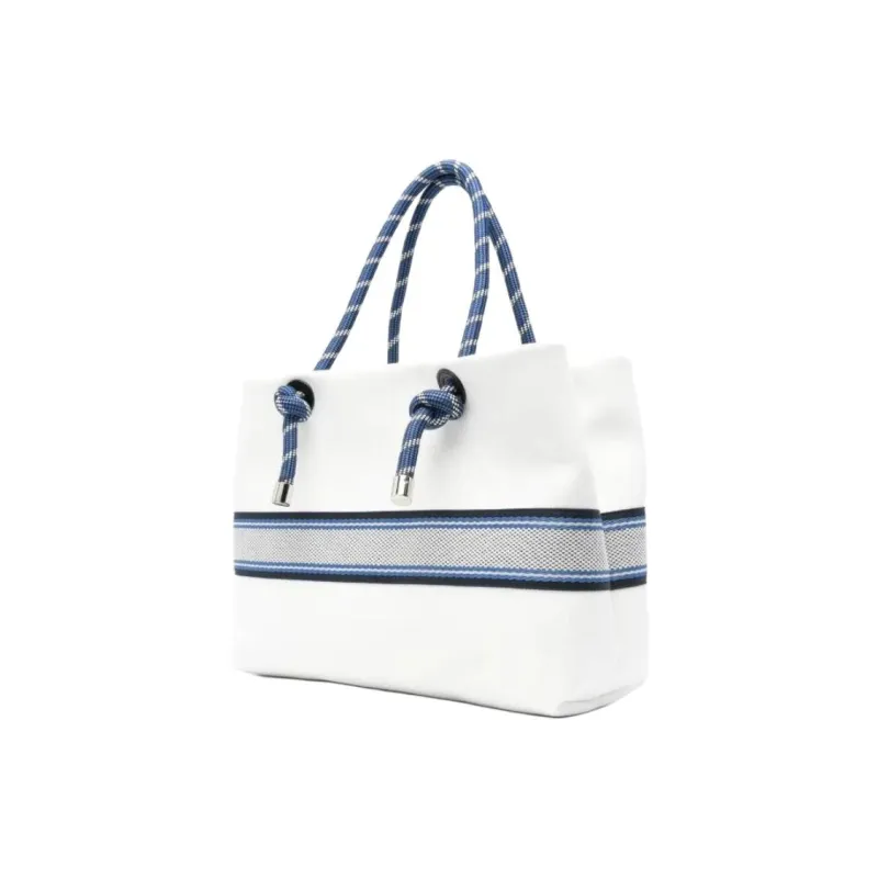 EMPORIO ARMANI MyEA Canvas Tote Bag, Shopping Bag, Canvas Bag, Handbag Medium Size Women's White-1