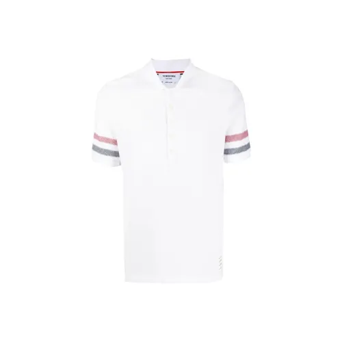 THOM BROWNE Logo Patch Striped Polo Shirt