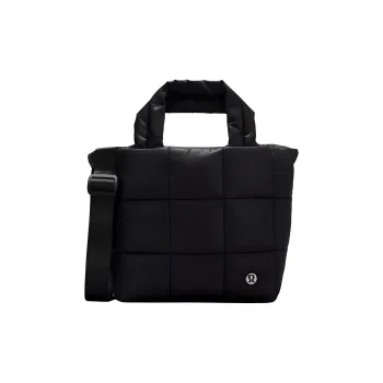 Lululemon Quilted Nylon Tote Bag Shopping Bag Shoulder Bag Handbag Regular Women's Black