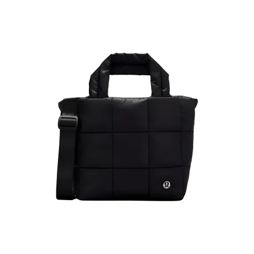 Lululemon Quilted Nylon Tote Bag Shopping Bag Shoulder Bag Handbag Regular Women's Black