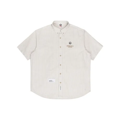 Aape Striped Logo patch Cotton Shirt
