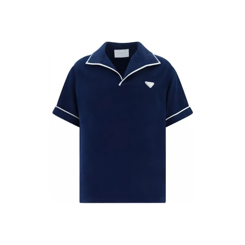 PRADA Logo-plaque Terry-cloth Polo Shirt-0