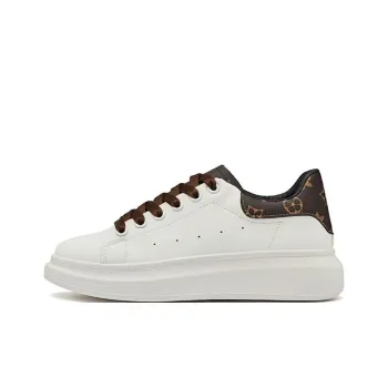 ΛOLUNKΛ Anti Slip And Wear Resistant Lightweight Low Top Skateboard Shoes Men's White Brown