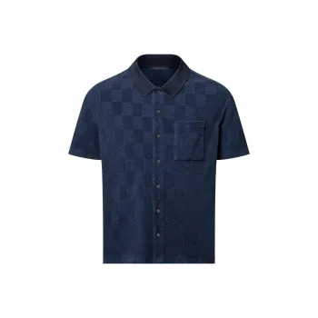 LOUIS VUITTON Damier French Terry Short Sleeved Cotton Blend Shirt