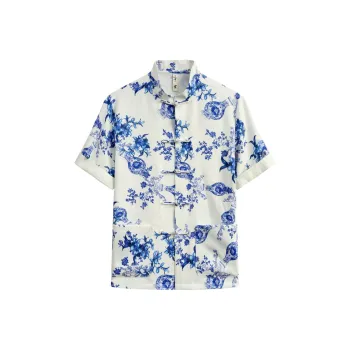 XUANSHENG Shirt Men's Blue And White Porcelain