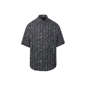 Balenciaga Allover Logo Printed Large Fit Shirt