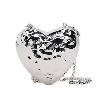 ZARA Iron Heart-Shaped Bag Shoulder Bag Crossbody Bag Mini Women's Silver