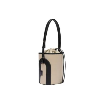 Furla Fabric With Cow Leather Bucket Bags Crossbody Bag, Shoulder Bag Trumpets Women's Black Multicolor
