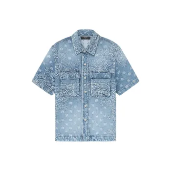 AMIRI Bandana Jacquard Snap Short Sleeve Shirt