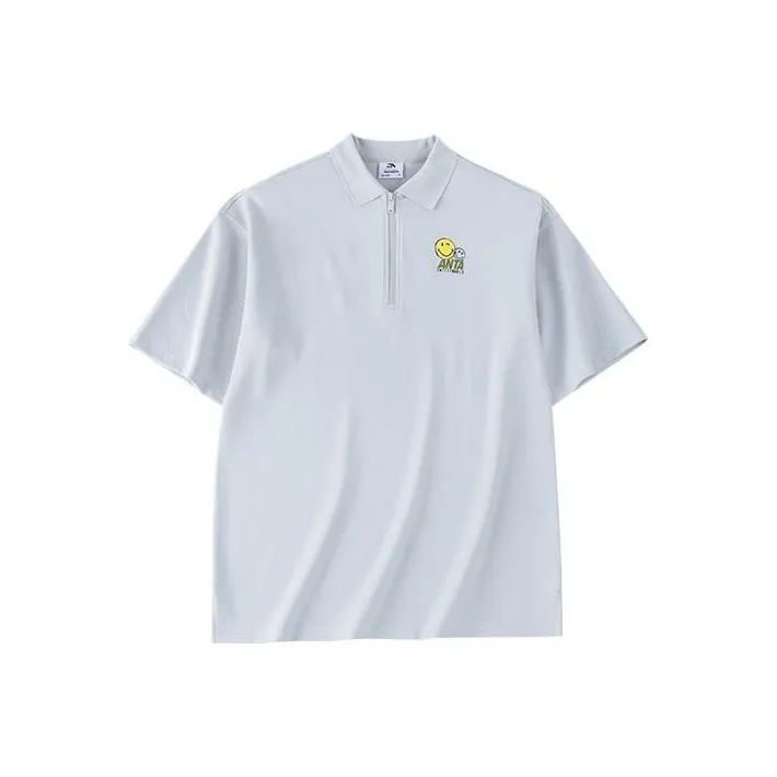 Smileyworld X ANTA Polo Shirts Unisex White Mist Gray-0