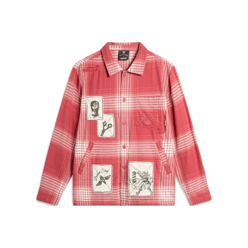 LiNing Basketball Collection Shirt Men's Guava Red Pale Ancient Yellow Quartz Red Checkered