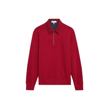 THEORY Designer Co-authored Collection Polo Shirts Men Gemstone Red