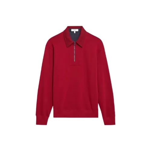 THEORY Designer Co-authored Collection Polo Shirts Men Gemstone Red