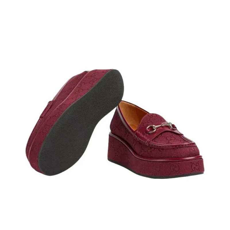 GUCCI Loafers 5cm Women's Burgundy-5