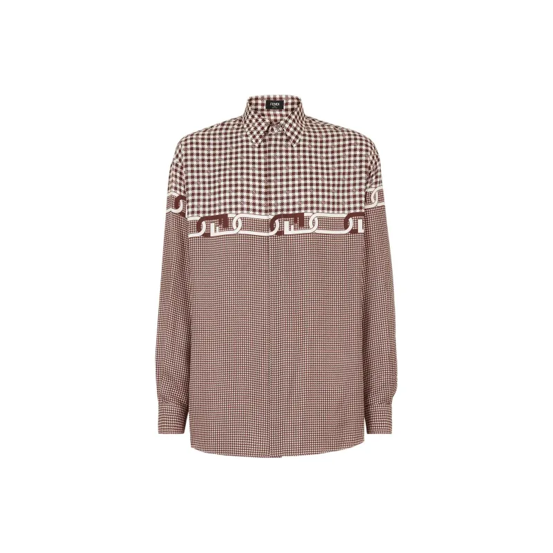 FENDI Gingham-check Silk Shirt-0
