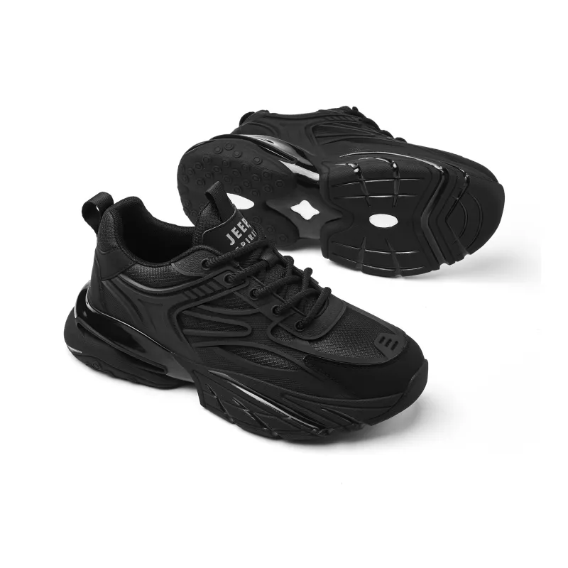 JEEP SPIRIT Cushioning Lightweight Abrasion Resistant Low Top Chunky Sneakers Men's Black-10