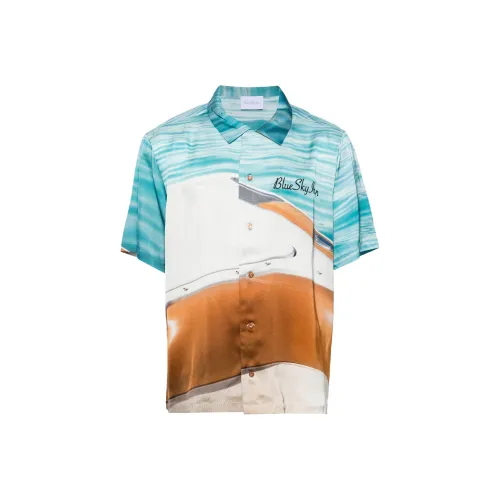 Blue Sky Inn Boat print Satin Shirt
