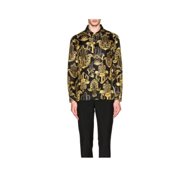 VERSACE SS23 Shirt Men's Black Yellow-0