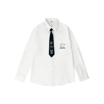 MIIOW Shirts Unisex White Pure Black Tie
