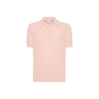 Brunello Cucinelli Half English Rib Knit Polo Shirt