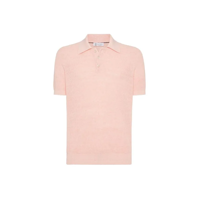 Brunello Cucinelli Half English Rib Knit Polo Shirt-0