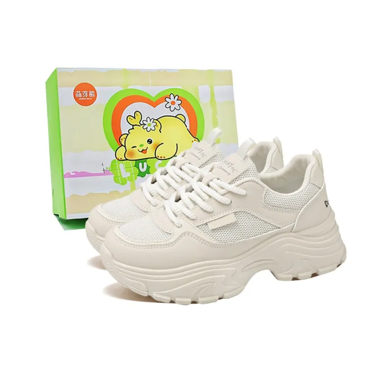 Budding Bear Anti-Slip Wear-Resistant Breathable Lightweight Height Increasing Low-Top Chunky Sneakers Women's-5