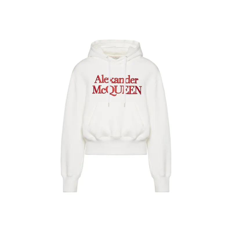 Alexander McQueen Logo Embroidered Drawstring Hoodie-0